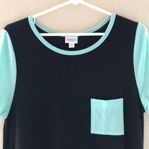 Lularoe Carly solid black with mint medium